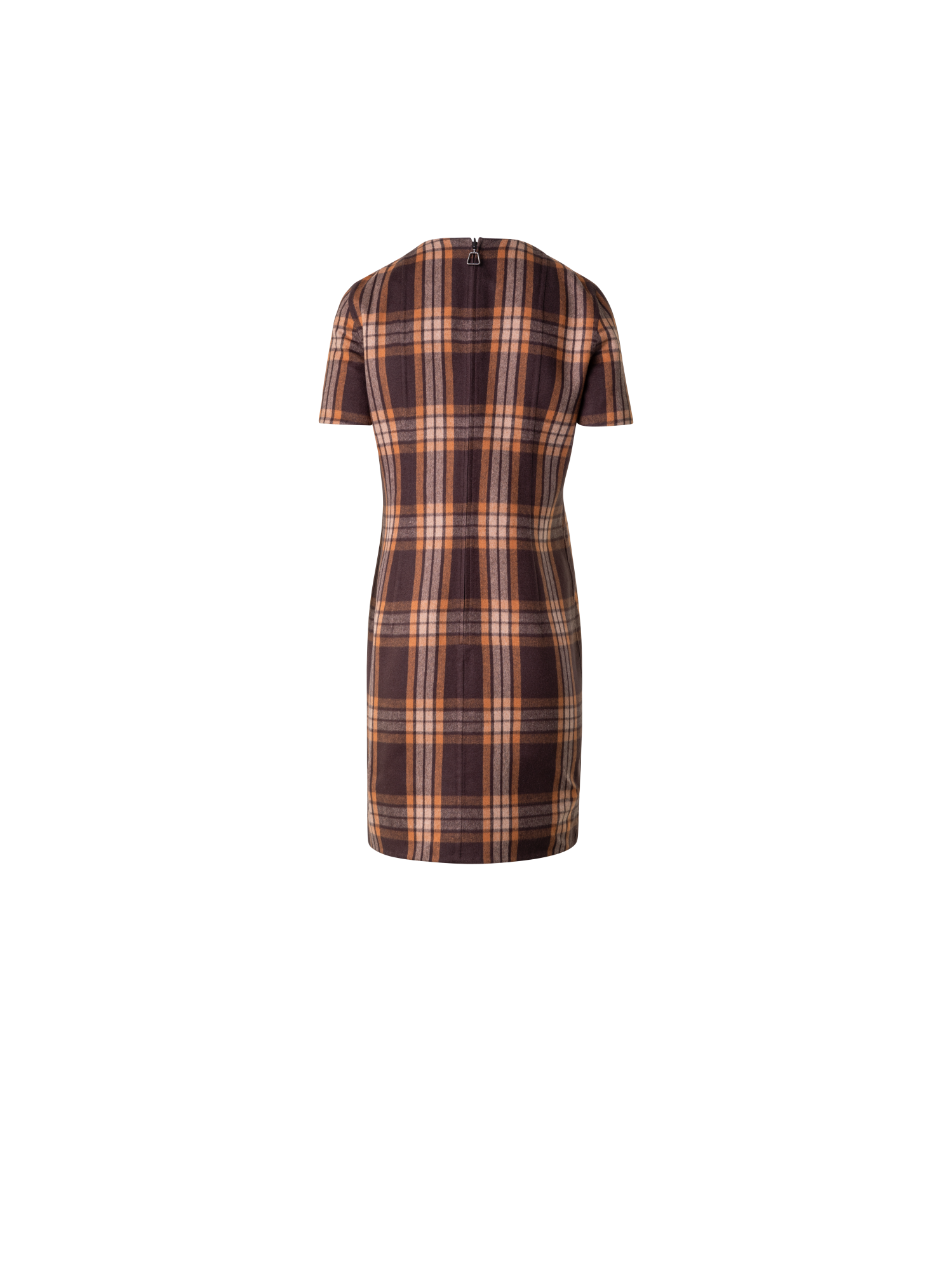 Designer Silk Sheath Dress - Check Reversible to Solid - brown - multicolor