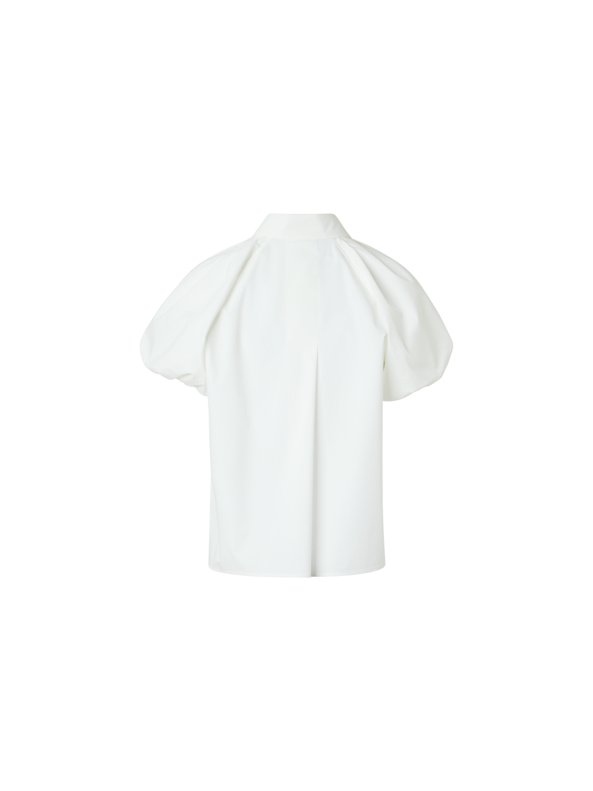 Designer Cotton Poplin Blouse with Bubble Sleeves - white