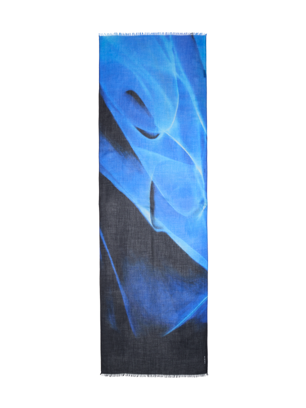 Designer Cashmere Scarf in Alyson's Cyanotype Print - blue - multicolor