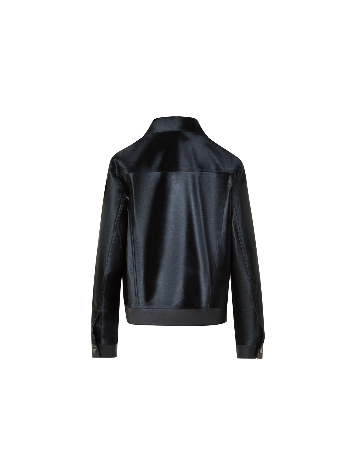 Designer Short Shearling Jacket with Leather Trim - black - neutral