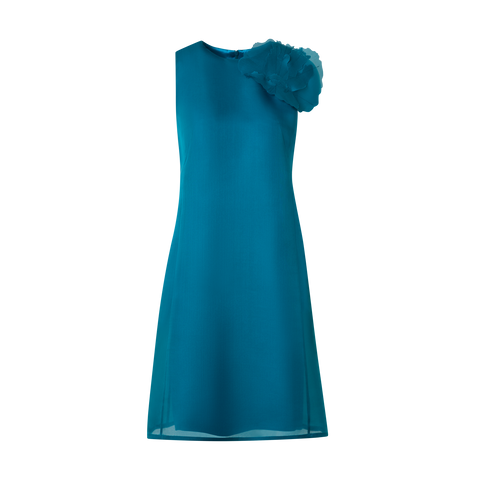 Silk Cocktail Dress with 3D Anemone