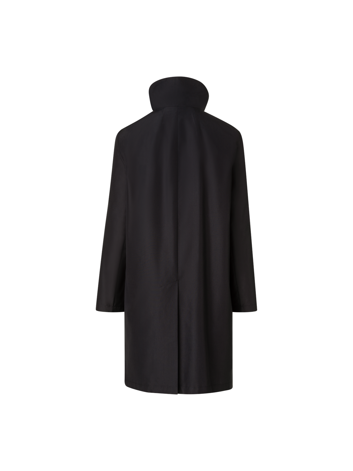 Designer Layered Wool Coat with Removable Silk Layer - black