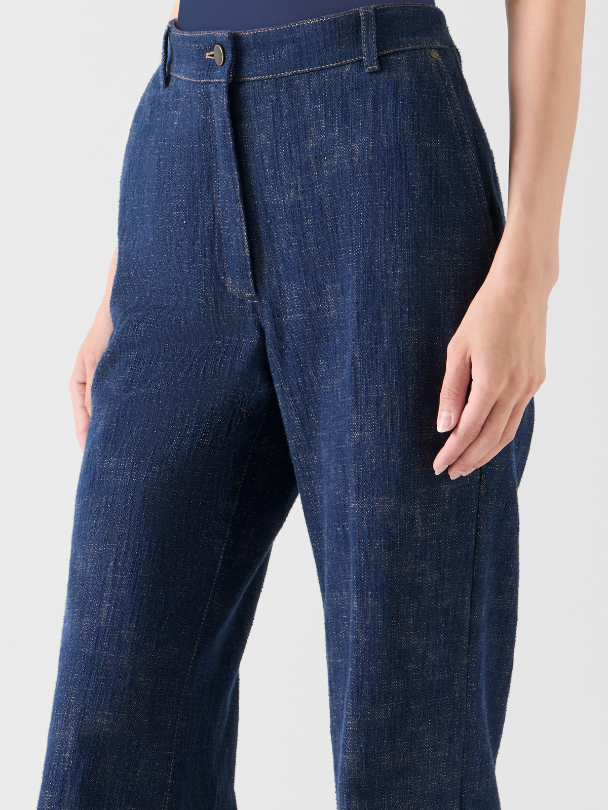 Designer Bootcut Pants in Brushed Winter Denim - navy 