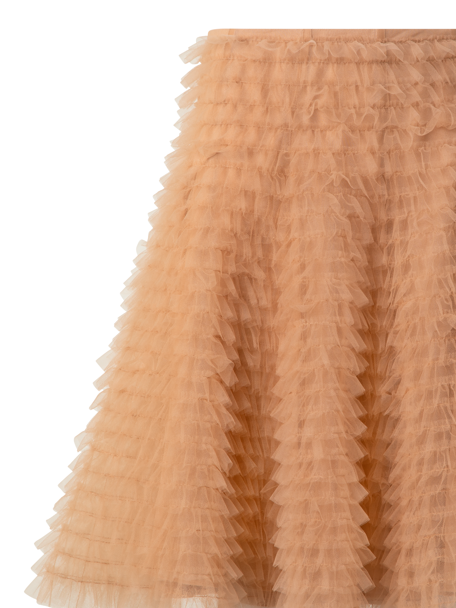 Designer Short A-Line Ruched Tulle Skirt - neutral - pastel - beige