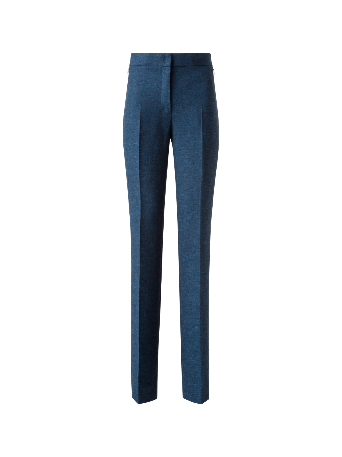 Designer Straight Linen Double-Face Pants - blue
