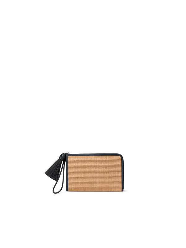 Designer Alexa Tassle Pouch - navy - blue - multicolor - beige