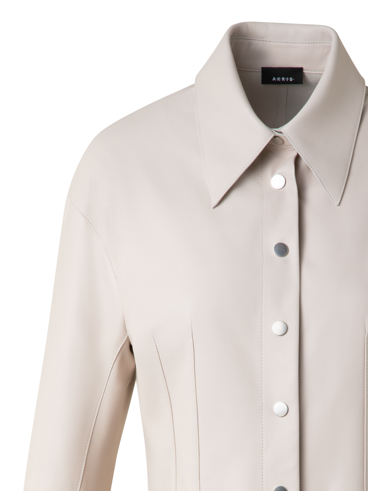 Designer Fitted Leather Blouse - neutral - pastel - beige
