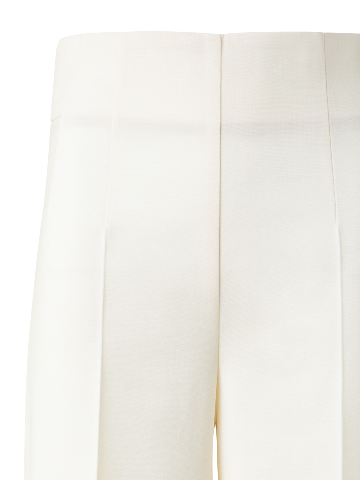Designer Wide Straight Wool Double-Face Pants - neutral - ecru - white