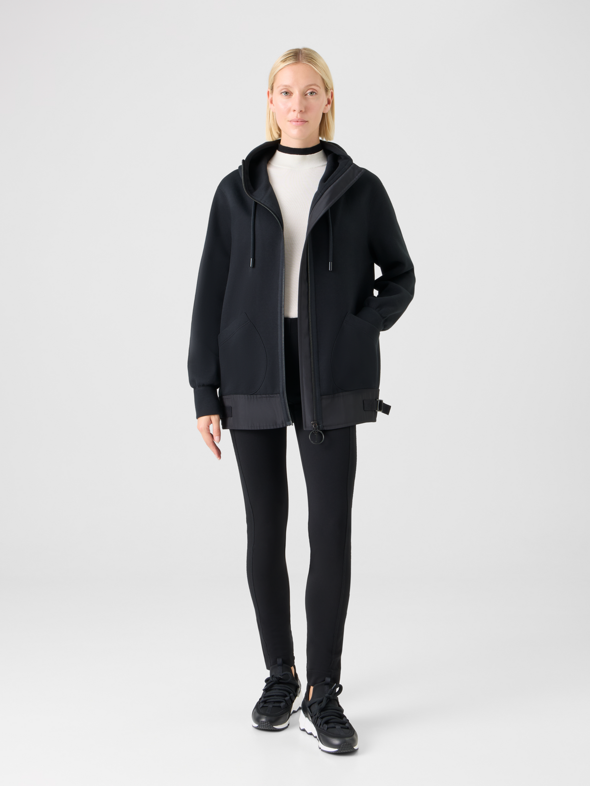 Designer Cotton-Blend Sweatshirt Jacket - black #editorial