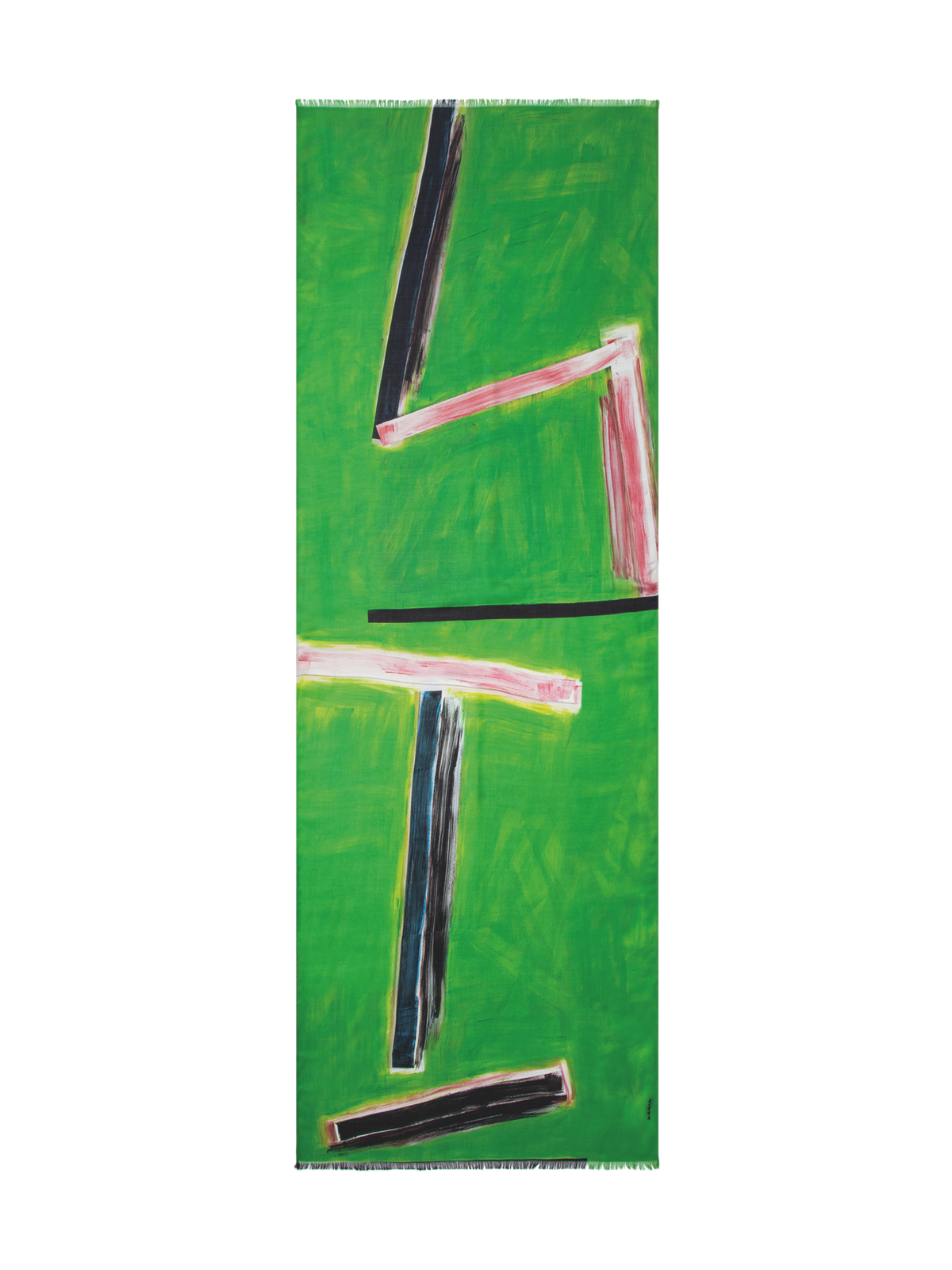 Designer Scarf in Cashmere and Silk with W.T. print - green