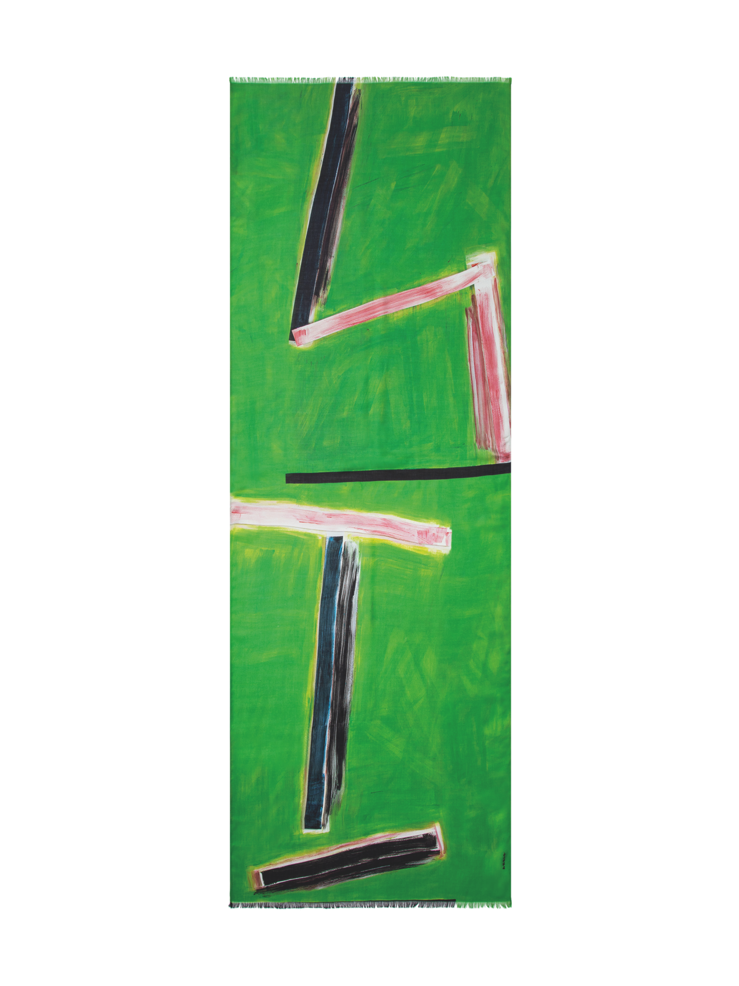 Designer Scarf in Cashmere and Silk with W.T. print - green