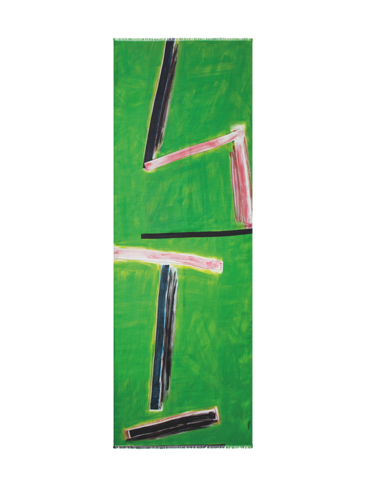 Designer Scarf in Cashmere and Silk with W.T. print - green