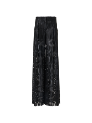 Designer Cassie Wide Pants in Wave Guipure - black