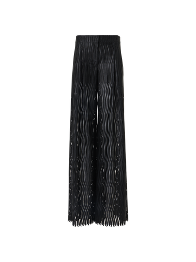 Designer Cassie Wide Pants in Wave Guipure - black