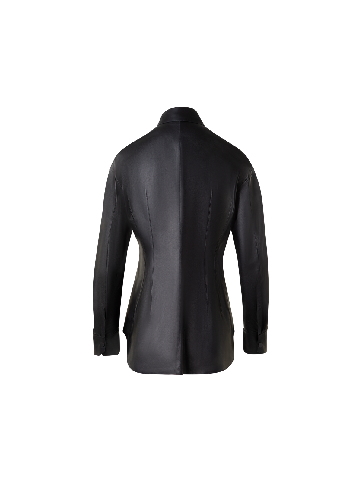 Designer Fitted Leather Blouse - black