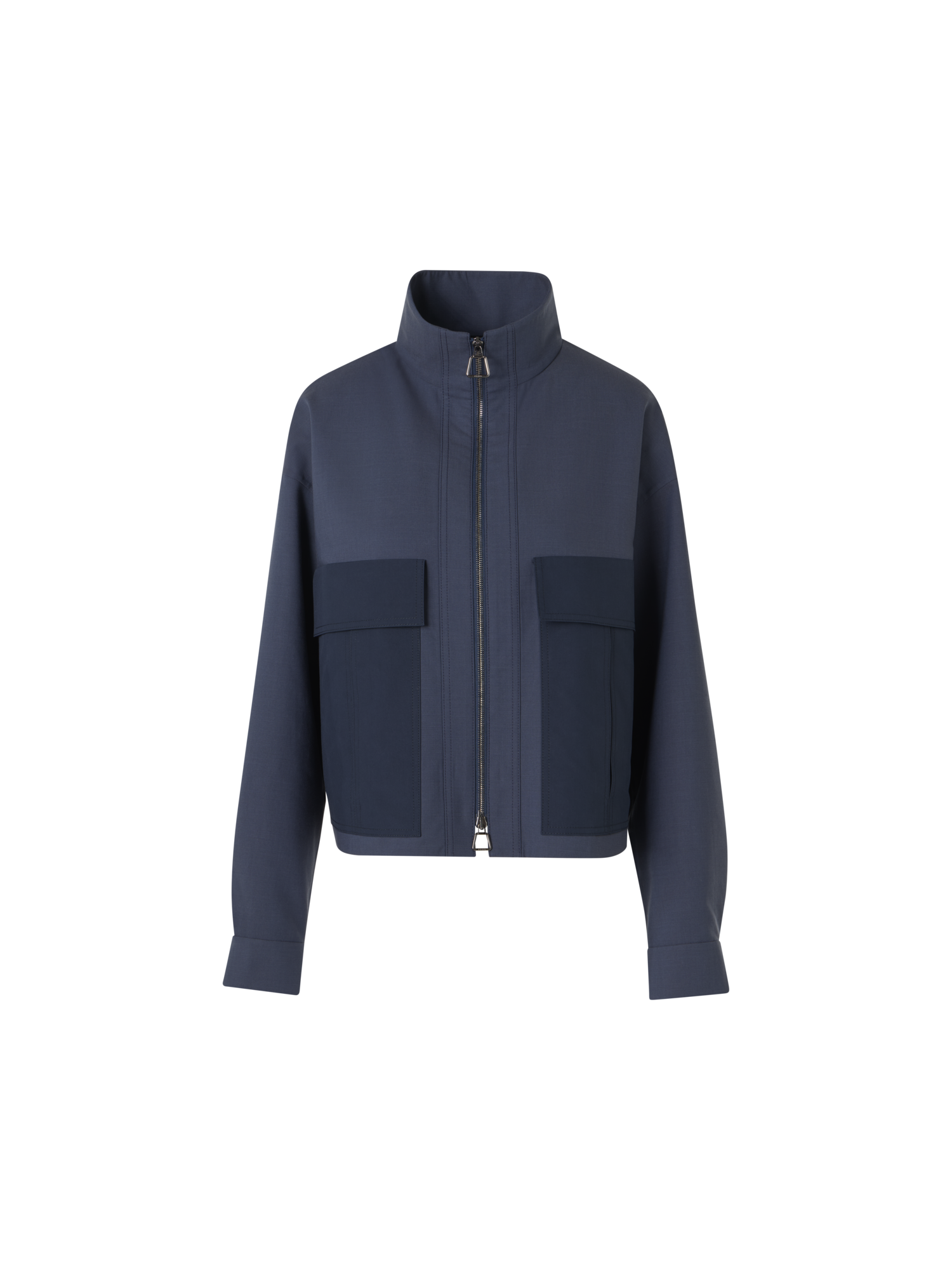 Designer Kamil Short Jacket in Cotton Double-Face - blue