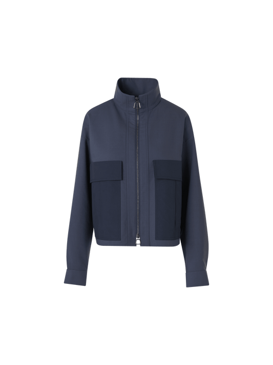 Designer Kamil Short Jacket in Cotton Double-Face - blue