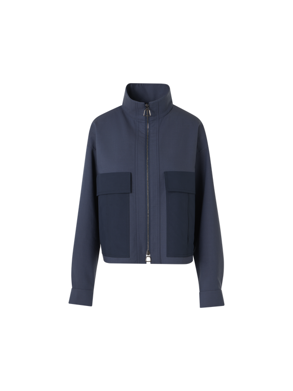 Designer Kamil Short Jacket in Cotton Double-Face - blue