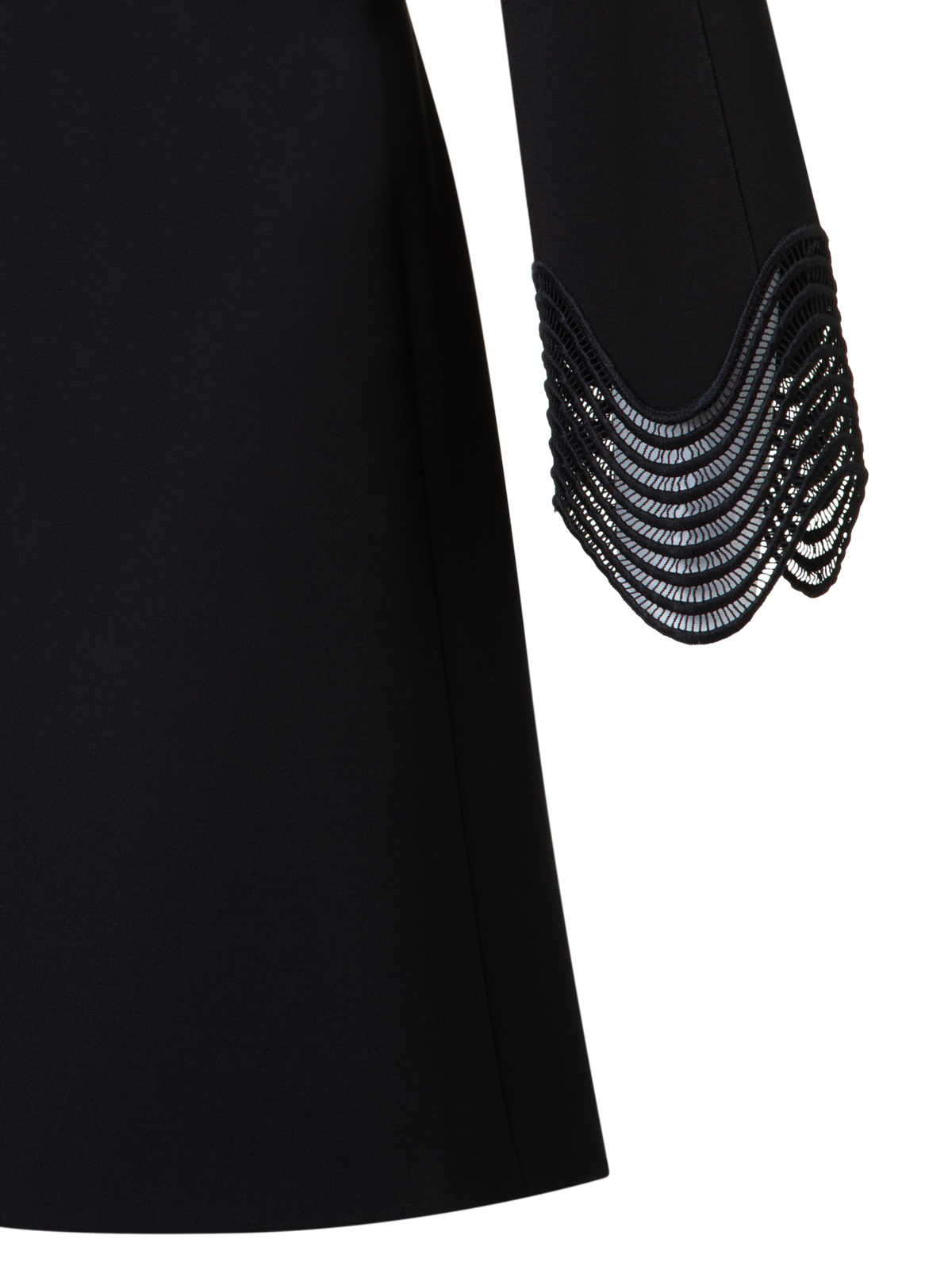 Designer Jersey Mini Dress with Wave Lace - black