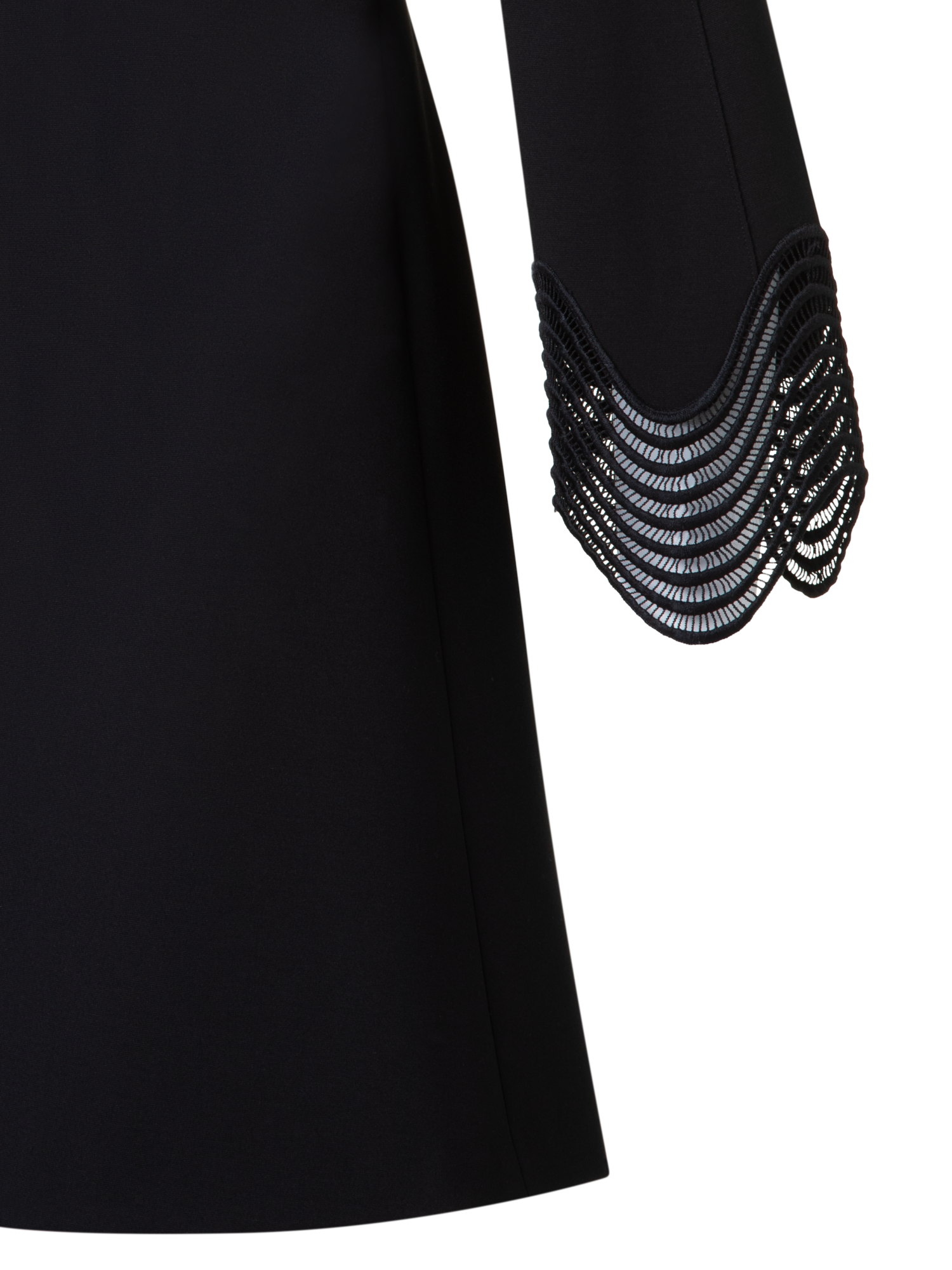 Designer Jersey Mini Dress with Wave Lace - black