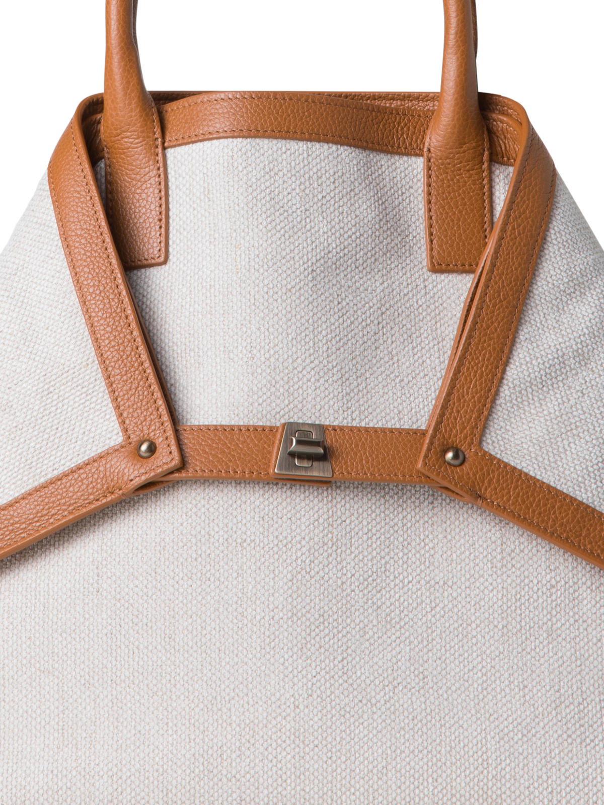 Designer Ai Medium Top Handle Tote - ecru - white - neutral - brown - multicolor