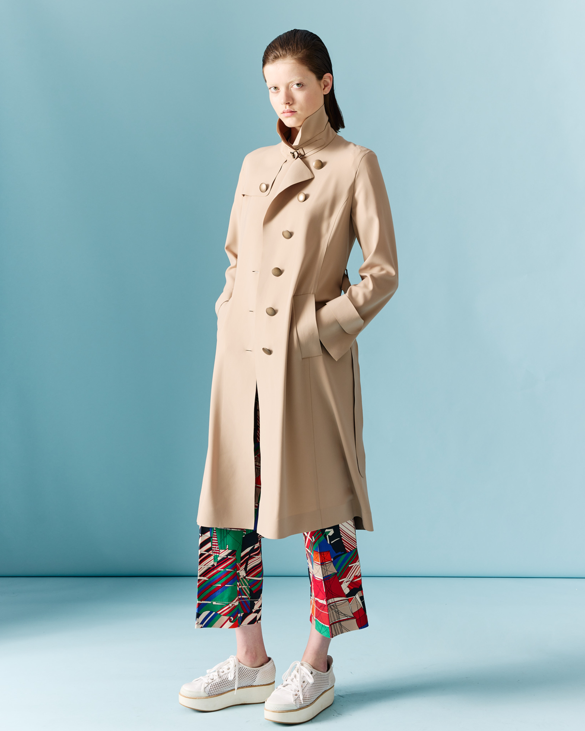 Designer Cropped Wide Denim Pants with Sea Clipper Print - multicolor #editorial