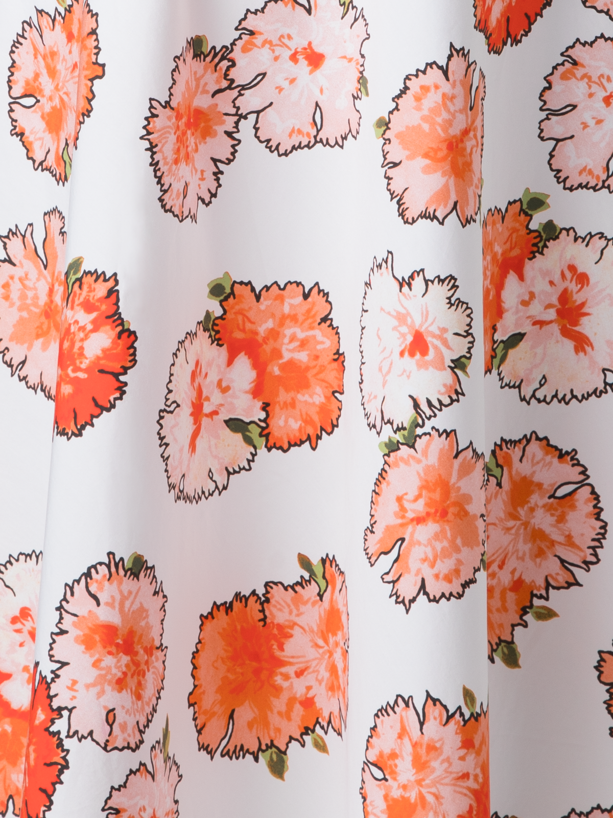 Designer Midi Shirt Dress with Floral Carnation Print - multicolor - orange