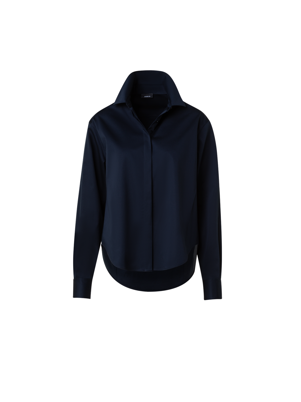 Designer Cotton-Gabardine Blouse - navy - blue