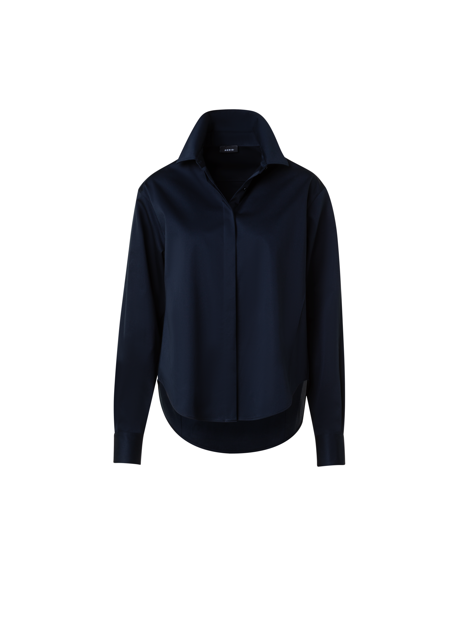 Designer Cotton-Gabardine Blouse - navy - blue