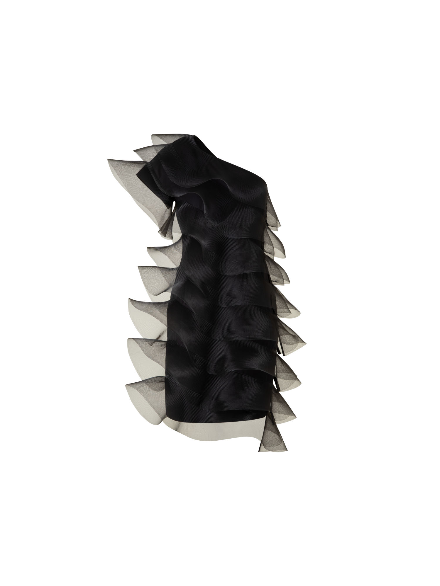 Designer Cotton Silk Cocktail Dress with Waves - black