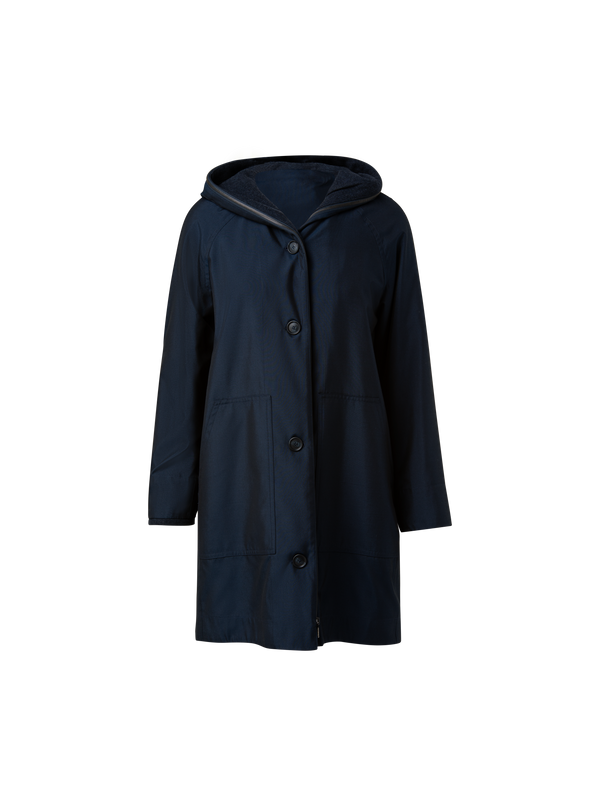 Designer Reversible Parka from Cashmere and Silk  - navy - blue