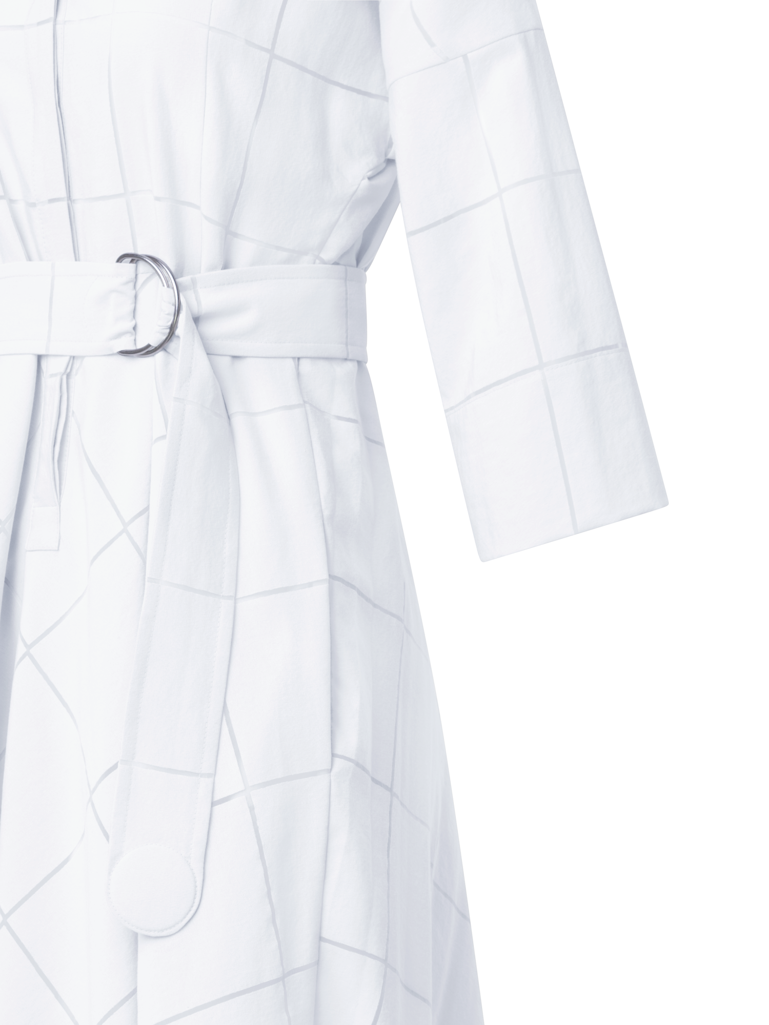 Designer Fit & Flare Midi Shirt Dress in Window Plaid - ecru - white