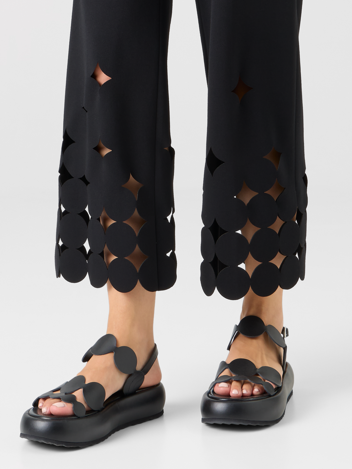 Designer Dropping Dot Cut-Out Jersey Pants - black #editorial