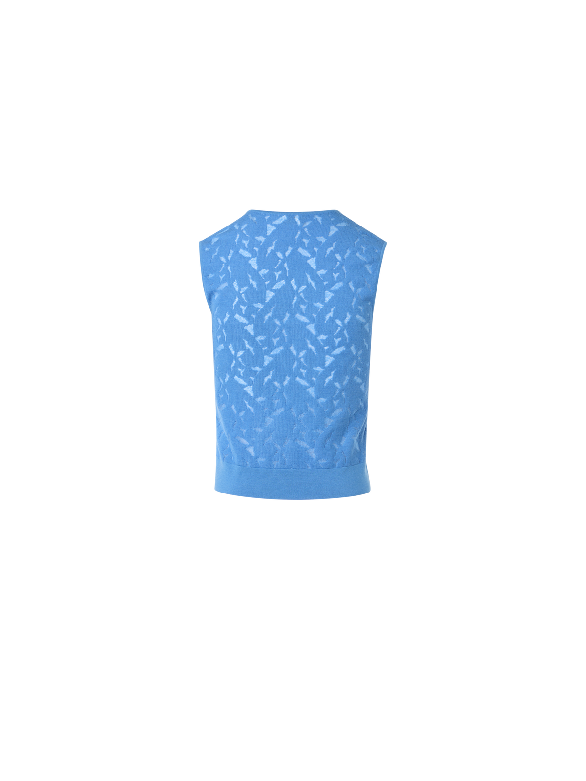 Designer Wool-Silk Intarsia Knit Top - blue