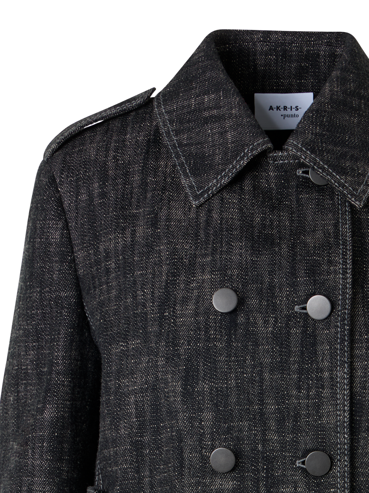 Designer Long-Sleeve Washed Heavyweight Cotton-Denim Jacket - black