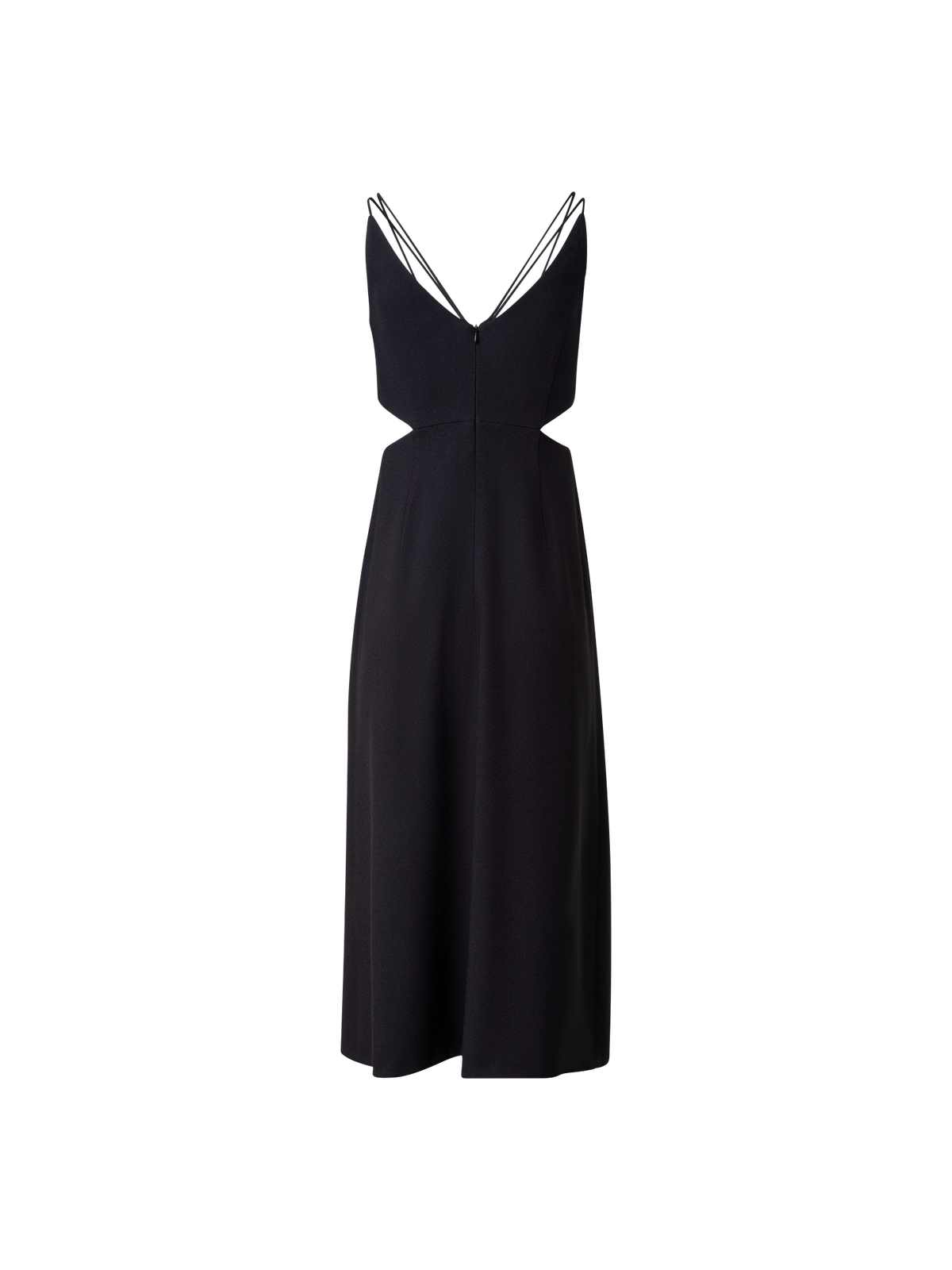Designer Midi Dress with Side Cut Outs - black