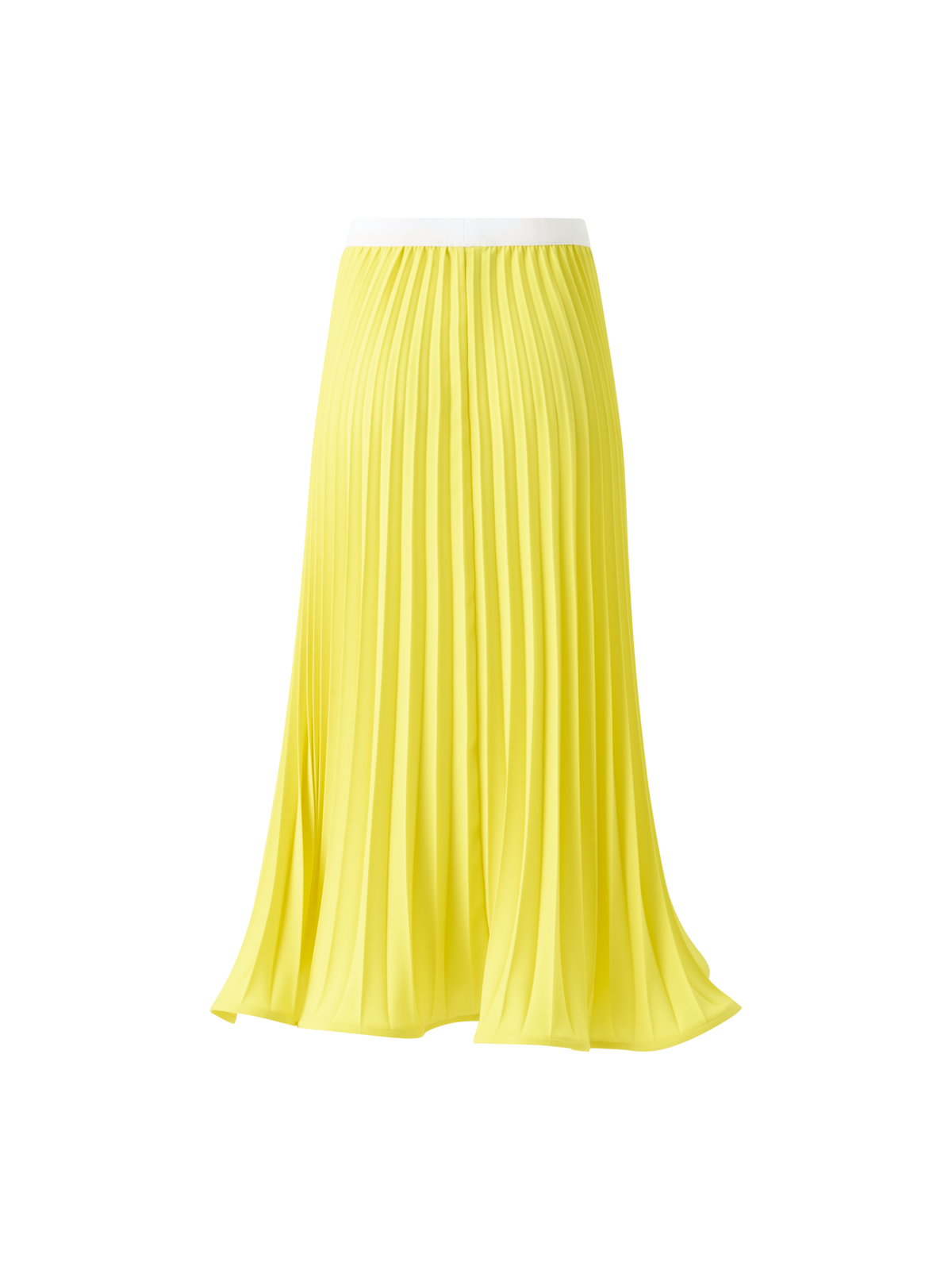 Designer A-Line Plissé Pleated Midi Skirt - yellow
