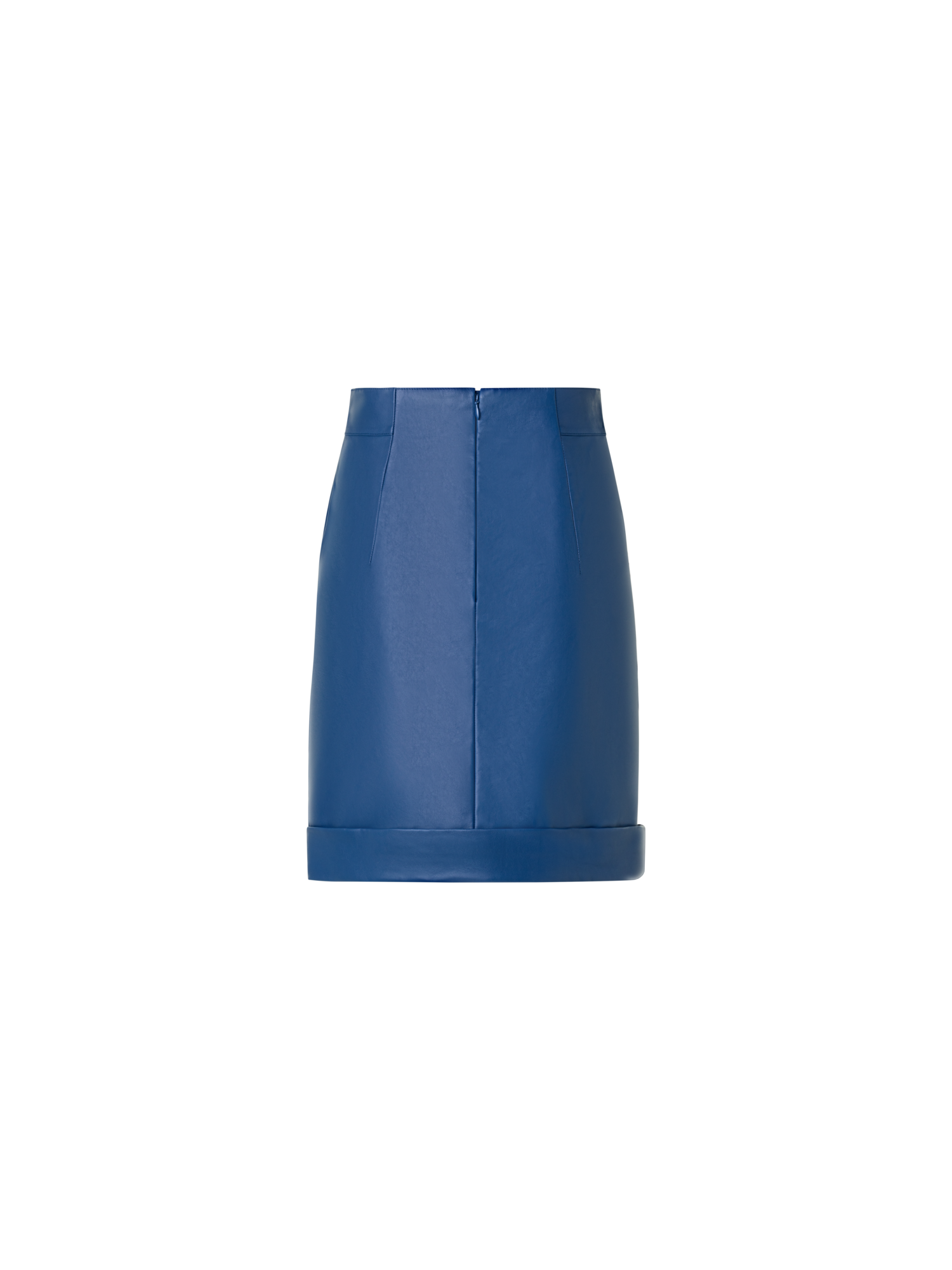 Designer Short Fitted Leather Skirt - blue