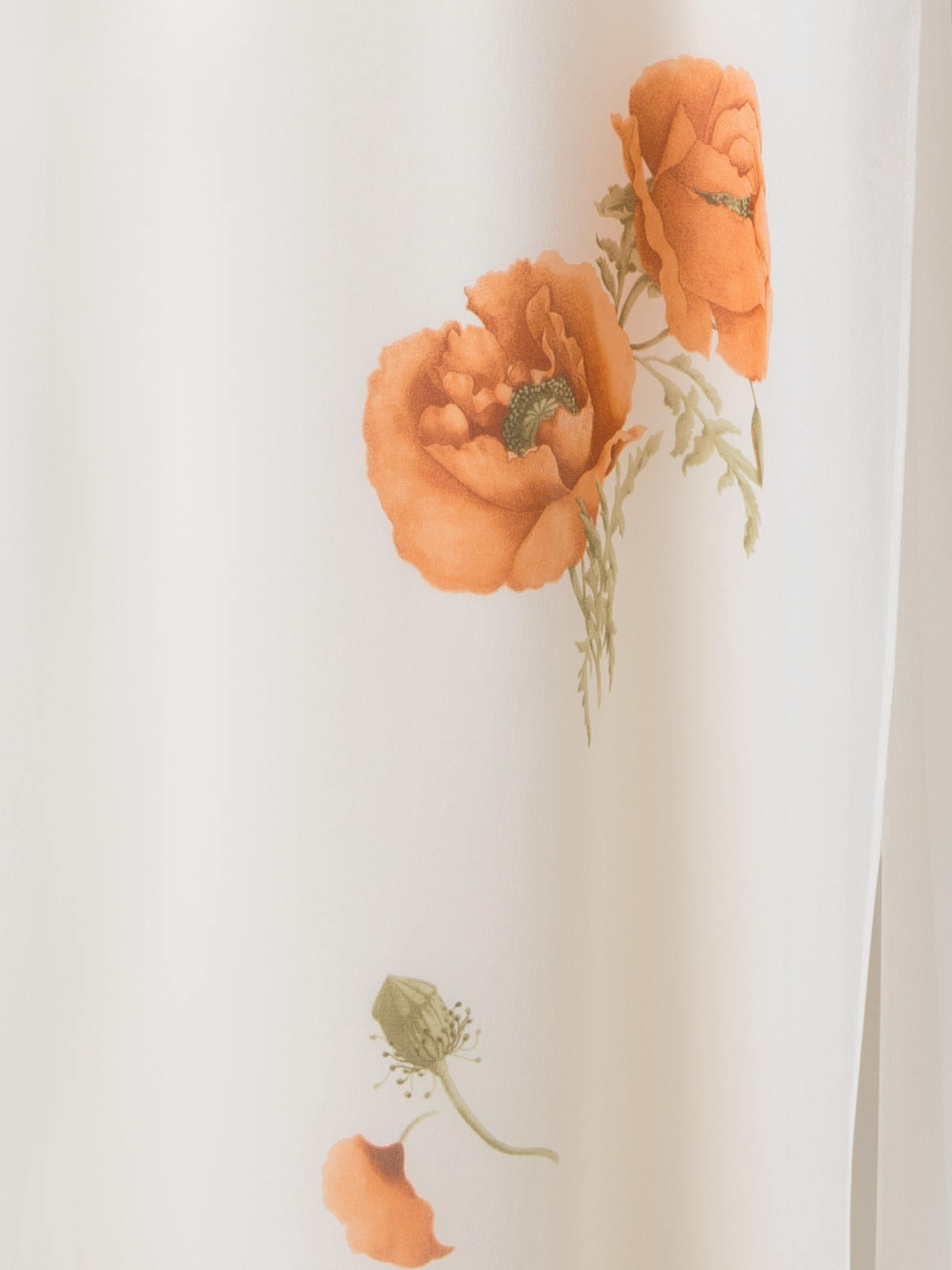 Designer Long Silk Gown with Anemone Print - neutral - multicolor - ecru - white