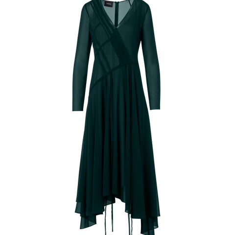 Asymmetrical Silk Georgette Midi Dress