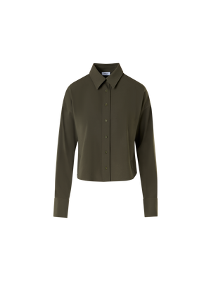 Designer Long-Sleeve Lasercut-Crêpe Blouse - green