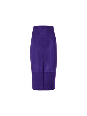 Designer Suede Pencil Skirt - purple
