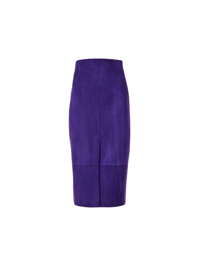 Designer Suede Pencil Skirt - purple