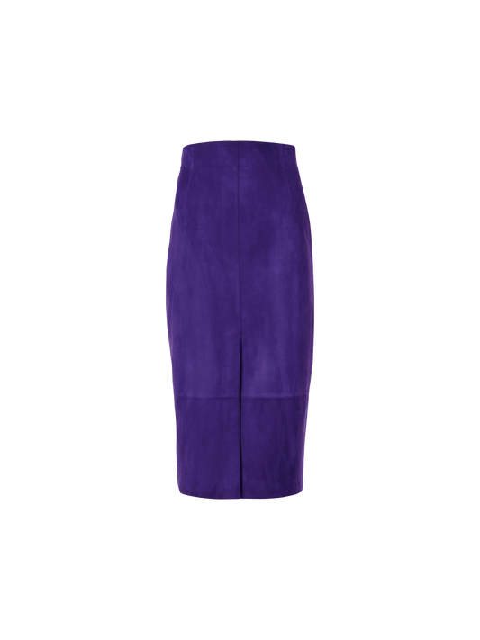 Designer Suede Pencil Skirt - purple