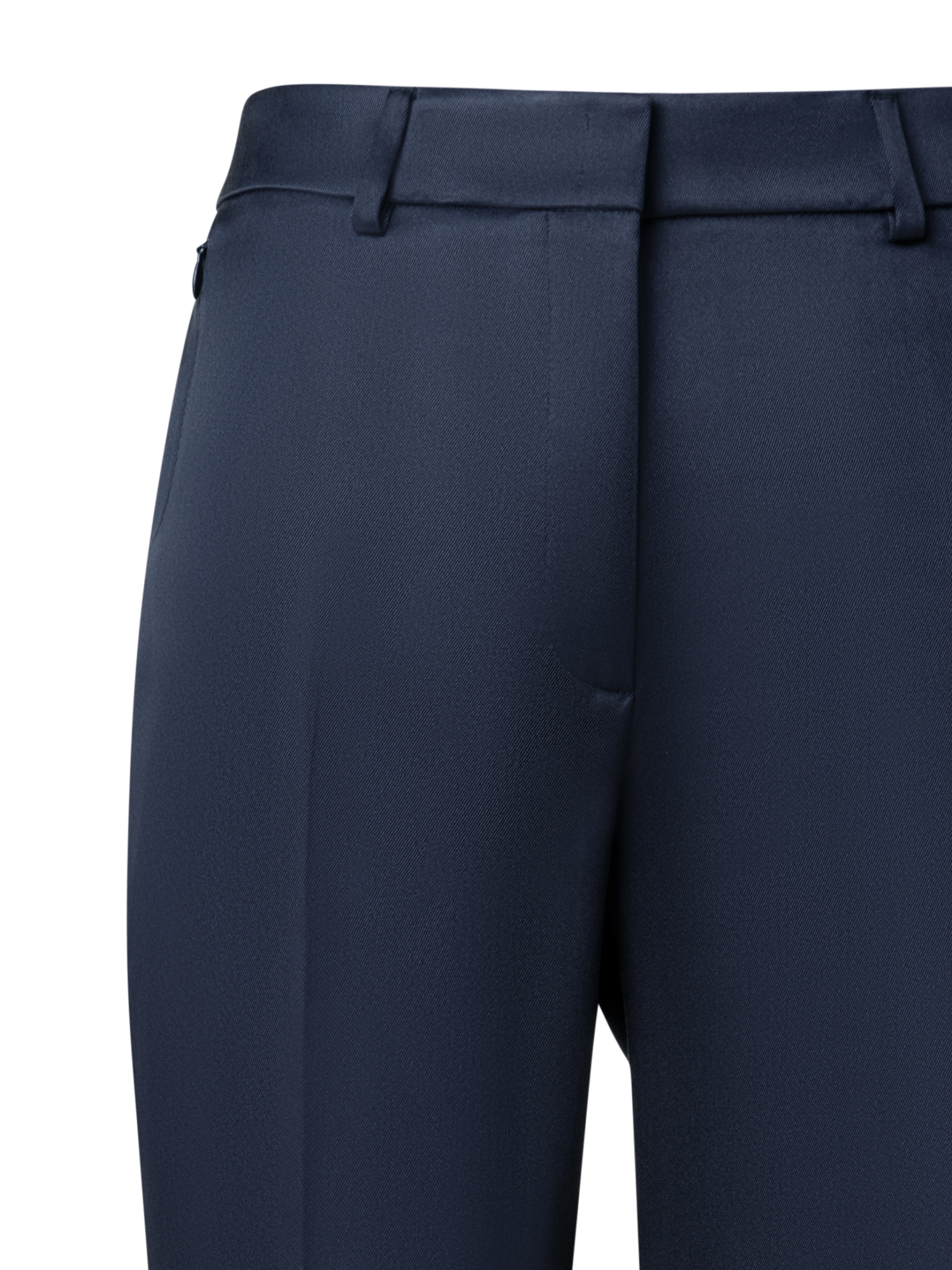 Designer Straight Silk Gabardine Pants - navy - blue