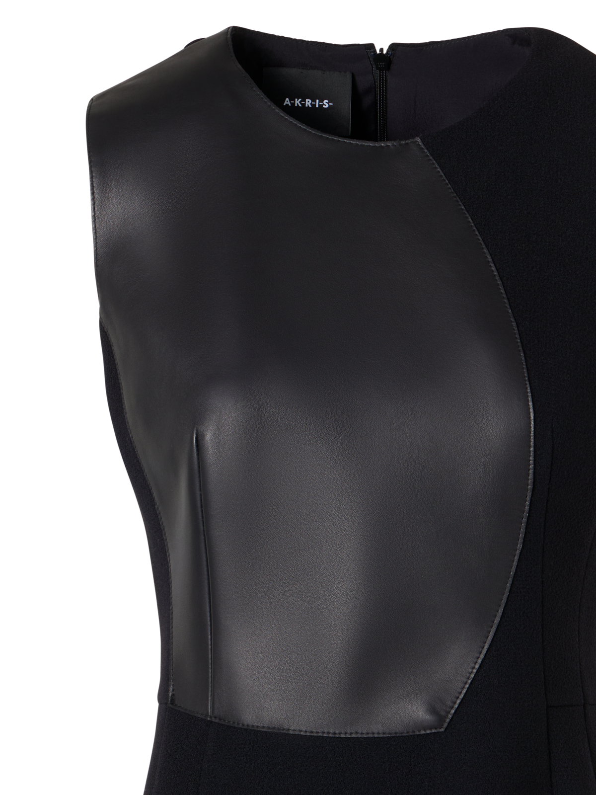 Designer Sleeveless Wool-Crêpe Double-Face Sheath Dress - black