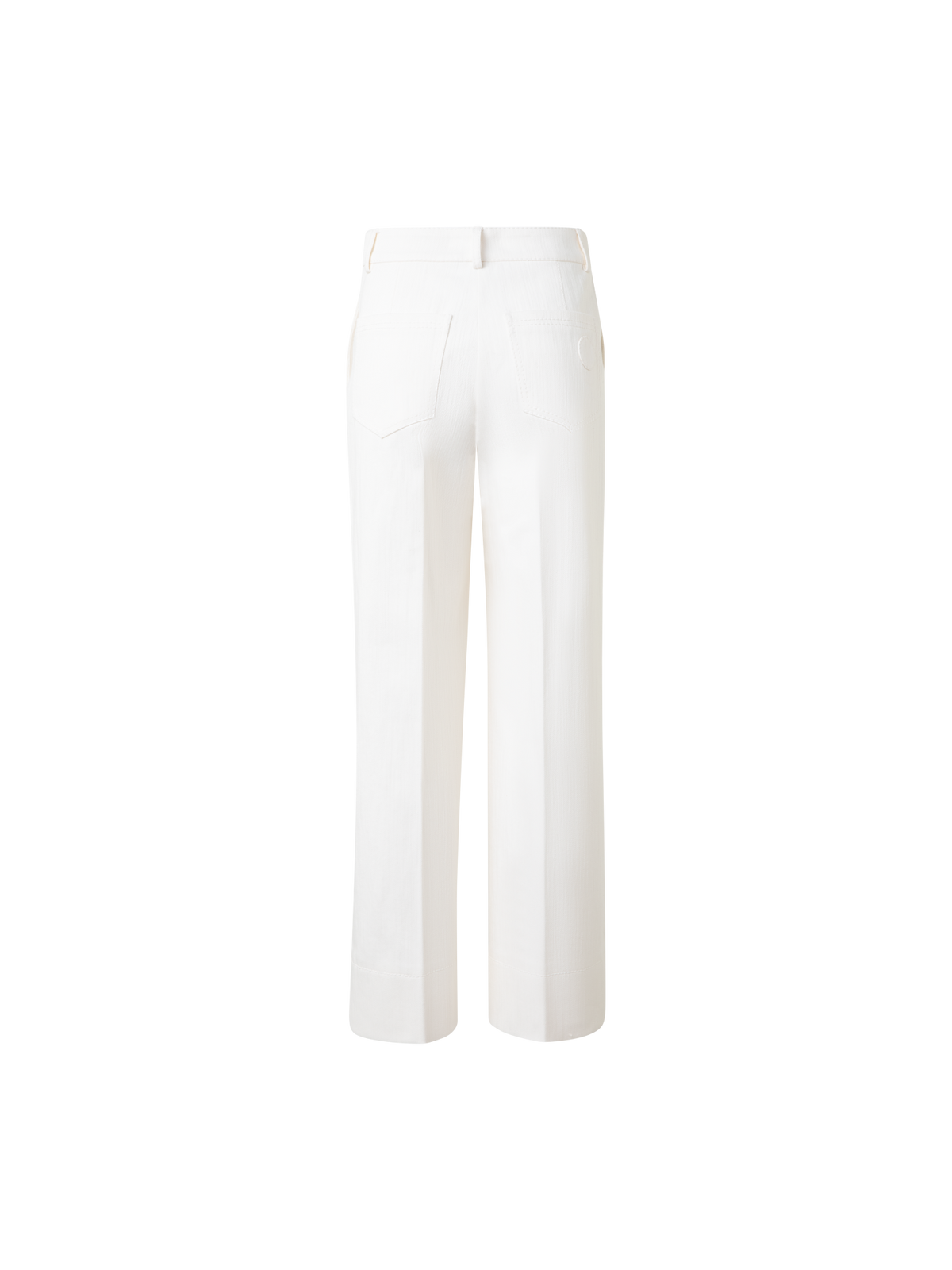Designer Cropped Wide Cotton Denim Stretch Pants - neutral - ecru - white