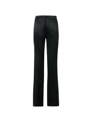 Designer Marla Elastic Waist Crinkled Satin Straight Pants - black