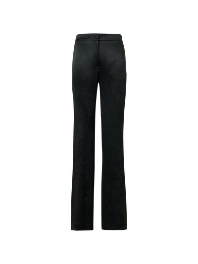 Designer Marla Elastic Waist Crinkled Satin Straight Pants - black