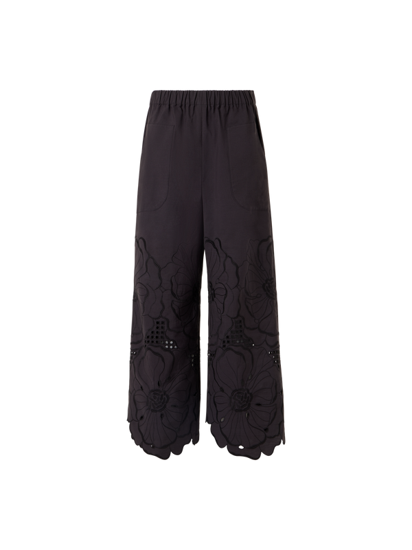 Designer Frey Wide-Leg Pants in Cotton Poplin - brown